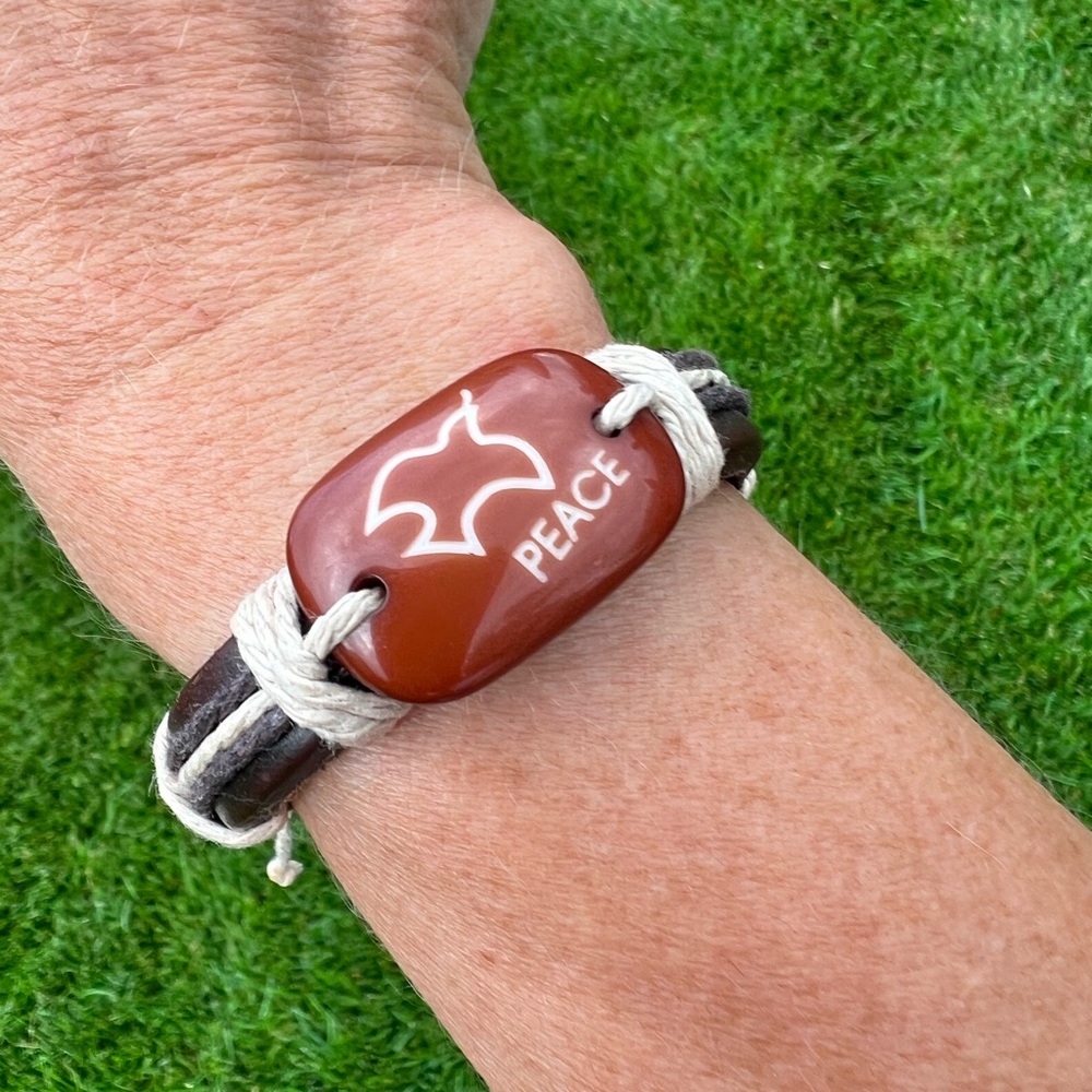 Peace Leather Adjustable Bracelet